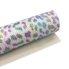 Leopard dot straw mat pattern pu synthetic leather embossed colorful laser leather fabric