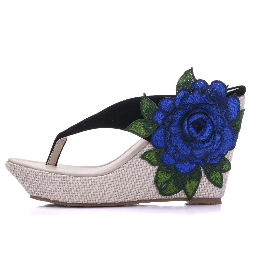 Bohemia Waterproof Platform Heel Sandal beach flip-flops platform shoes embroidered slippers
Bohemia Waterproof Platform Heel Sandal beach flip-flops platform shoes embroidered slippers