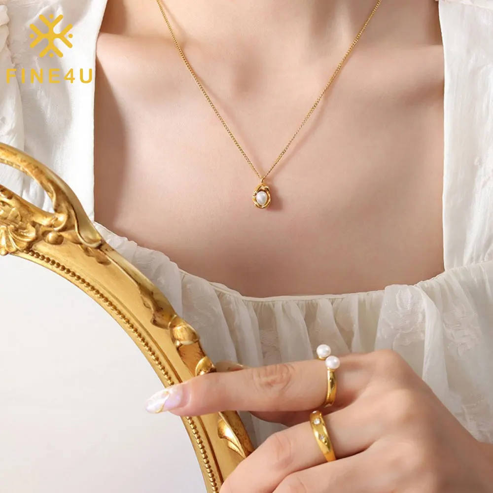 Delicate Jewelry Stainless Steel Gold Plated Irregular Oval Single Natural Real Fresh Water Pearl Necklace
Delicate Jewelry Stainless Steel Gold Plated Irregular Oval Single Natural Real Fresh Water Pearl Necklace