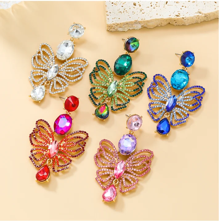 Luxury New design Colorful diamond Butterfly Rhinestone drop Earrings Fashion Women crystal Earrings Jewelry Gifts
Luxury New design Colorful diamond Butterfly Rhinestone drop Earrings Fashion Women crystal Earrings Jewelry Gifts