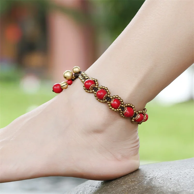 Bohemian style anklet, semi-precious stone wax rope hand-woven anklet, wholesale fashion jewelry
Bohemian style anklet, semi-precious stone wax rope hand-woven anklet, wholesale fashion jewelry