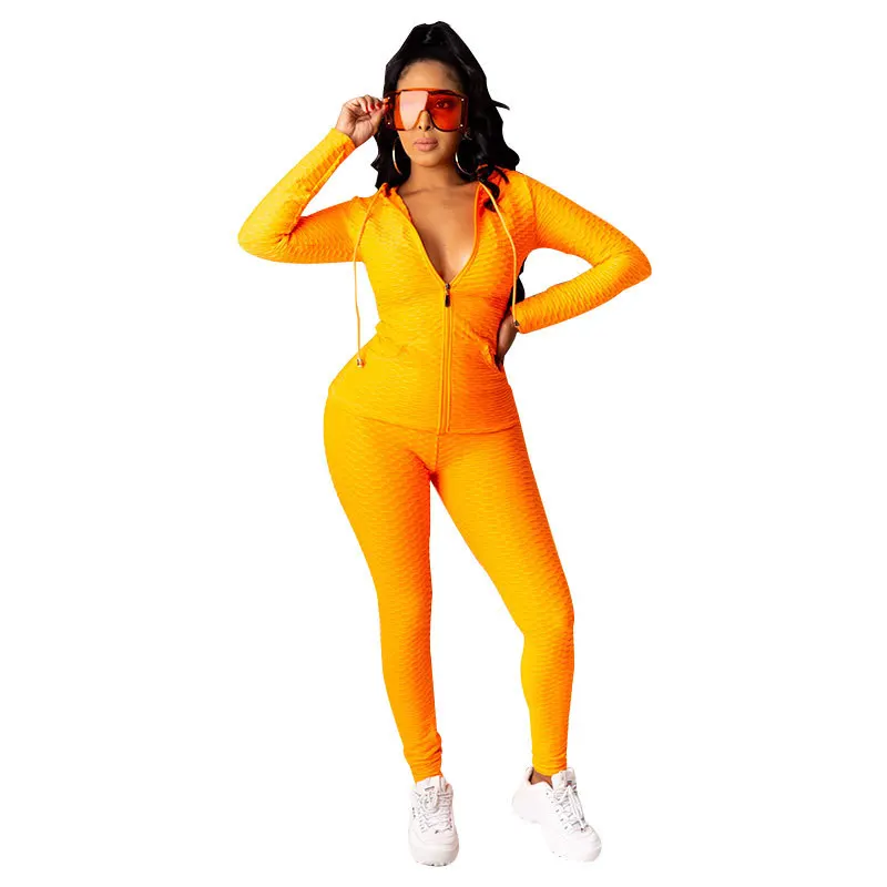 Hooded zip-up hoodie two-piece jacquard knit yoga pants sport suit 2 piece set for women's fall clothing
Hooded zip-up hoodie two-piece jacquard knit yoga pants sport suit 2 piece set for women's fall clothing