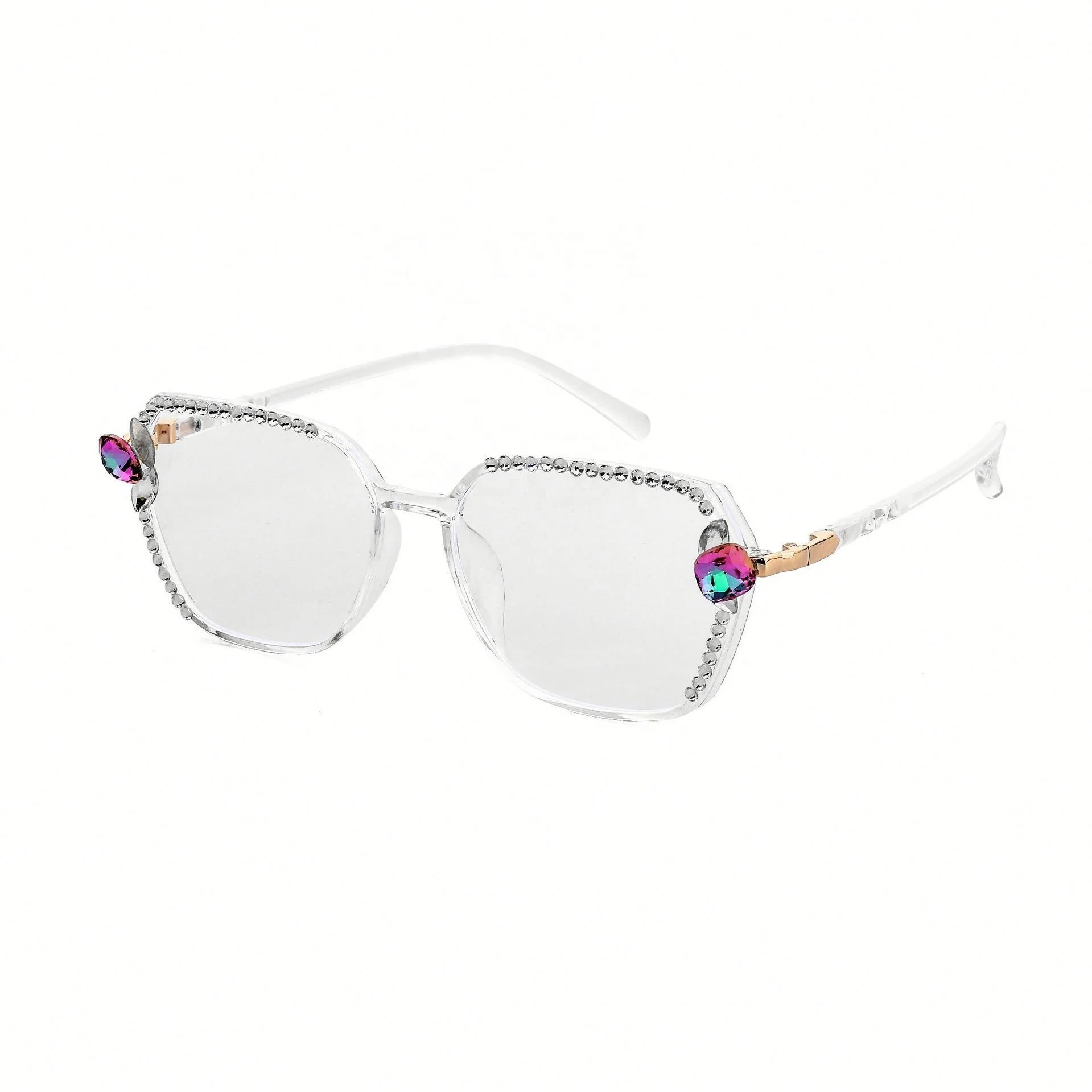 Wholesale Luxury Rhinestone Retro Glasses Transparent Lens Square Flat Lens Eyewear, Colors
Wholesale Luxury Rhinestone Retro Glasses Transparent Lens Square Flat Lens Eyewear, Colors