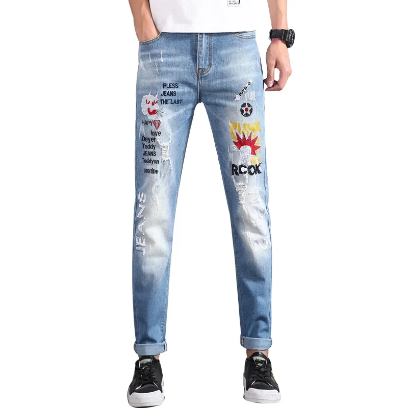Latest Printing And Embroidery Man Jeans Tapered Skinny Jeans Stretch Denim Jeans For Men
Latest Printing And Embroidery Man Jeans Tapered Skinny Jeans Stretch Denim Jeans For Men