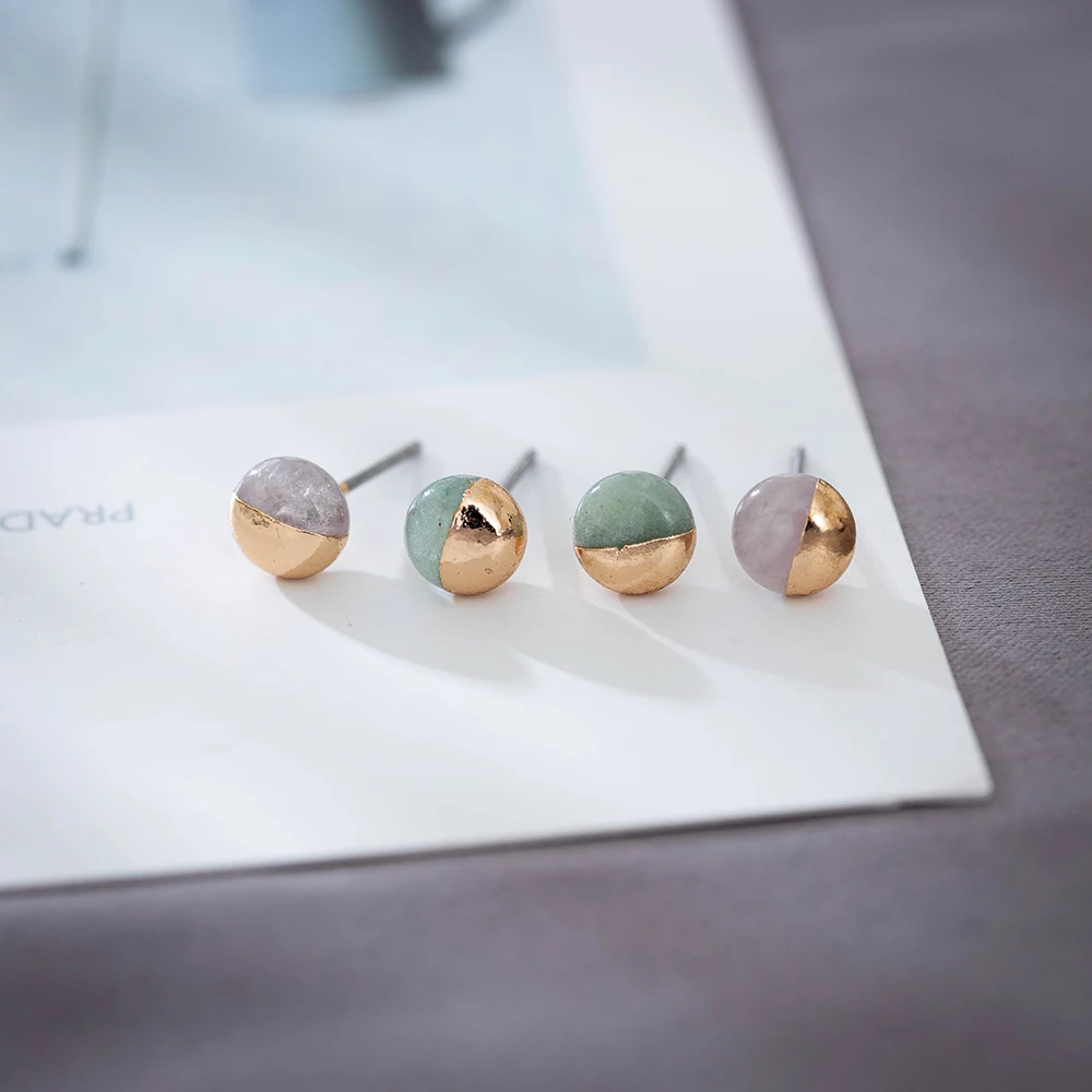 2020SS Cute dome round stone rose gold and green jade plated gold Stud Earrings For Girls and Women's
2020SS Cute dome round stone rose gold and green jade plated gold Stud Earrings For Girls and Women's