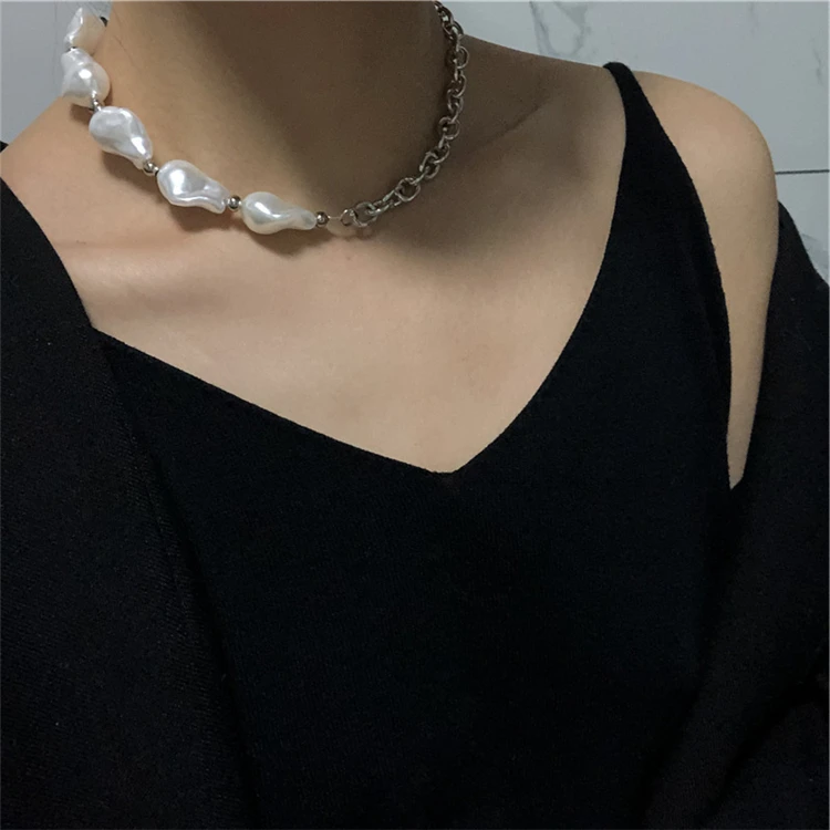 Natural Freshwater Pearl Choker Necklace Baroque pearl Jewelry for women with titanium steel
Natural Freshwater Pearl Choker Necklace Baroque pearl Jewelry for women with titanium steel