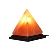 Pyramid Shaped Hand Carved Natural Himalayan Salt Lamp on Wooden Base with Electric Wire, Dimmer Control & Bulb
