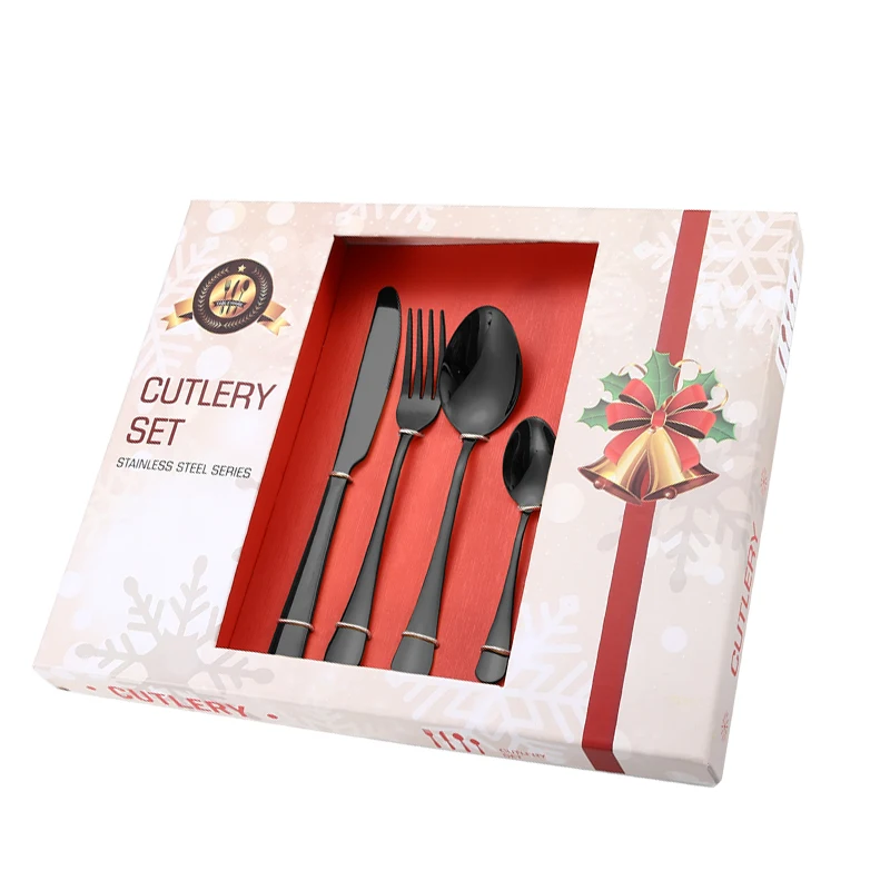 Christmas Silverware Gift Set Party 24 Piece Stainless Steel Black Flatware Set Custom logo Cutlery Set, Sliver,gold,rose gold,black,rainbow
Christmas Silverware Gift Set Party 24 Piece Stainless Steel Black Flatware Set Custom logo Cutlery Set, Sliver,gold,rose gold,black,rainbow