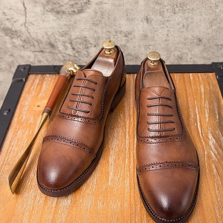 2021 spring classic men's leather shoes casual artificial leather men's shoes elastic band men's shoes British style, Brown black
2021 spring classic men's leather shoes casual artificial leather men's shoes elastic band men's shoes British style, Brown black