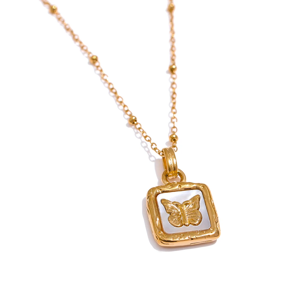 JINYOU 941 France Stainless Steel Square Shell Charm Vintage Butterfly Pendant Necklace Jewelry for Women
JINYOU 941 France Stainless Steel Square Shell Charm Vintage Butterfly Pendant Necklace Jewelry for Women