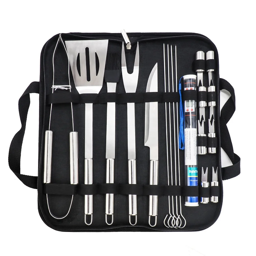 Heavy duty 19 pieces stainless steel grilling bbq accessories barbecue tool set, As photo
Heavy duty 19 pieces stainless steel grilling bbq accessories barbecue tool set, As photo