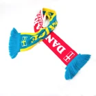 Low MOQ OEM custom logo football soccer fan articles woven Acrylic jacquard scarf with high quality and low price