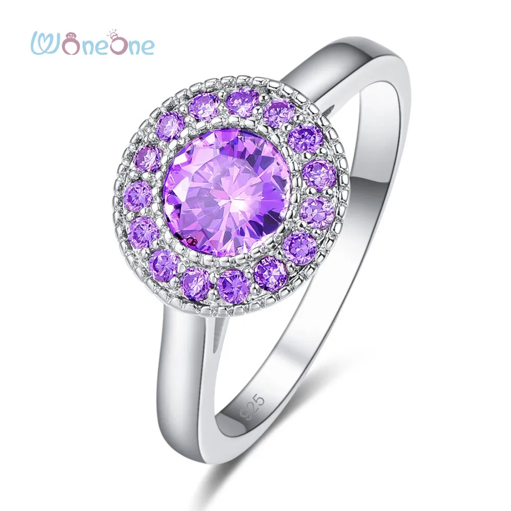 Woneone Gift Fashion Round Cut Womens Classic Pink Purple Cubic Zircon Jewelry Silver Engagement Wedding Rings
Woneone Gift Fashion Round Cut Womens Classic Pink Purple Cubic Zircon Jewelry Silver Engagement Wedding Rings