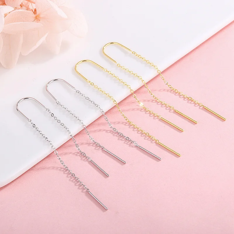 2021 New Simple Earrings Wire S925 Sterling Silver Ear Jewelry Ear Wrap U Shaped Long Link Chain Threaders Ear Line, Gold/silver color
2021 New Simple Earrings Wire S925 Sterling Silver Ear Jewelry Ear Wrap U Shaped Long Link Chain Threaders Ear Line, Gold/silver color