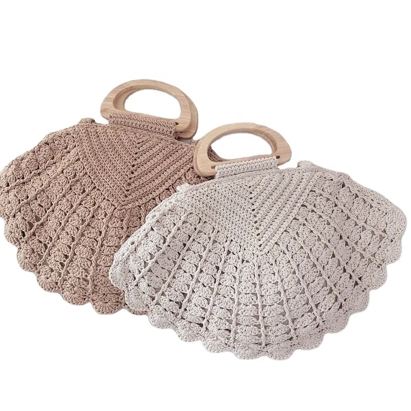 Ellyson ladies retro wooden handle portable shell-shaped handmade crocheted cotton one-shoulder cross-body bag, Customized color
Ellyson ladies retro wooden handle portable shell-shaped handmade crocheted cotton one-shoulder cross-body bag, Customized color