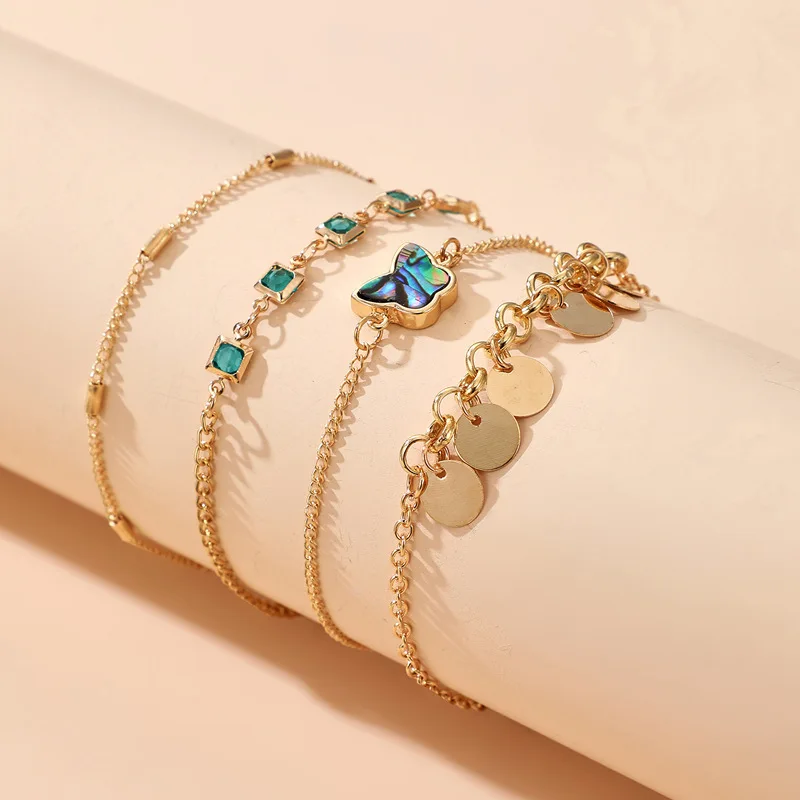 4pcs/set Fashion Alloy for Women Lovely Butterfly Green Diamond Strand Bracelets Bangles Jewelry Accessories, Gold
4pcs/set Fashion Alloy for Women Lovely Butterfly Green Diamond Strand Bracelets Bangles Jewelry Accessories, Gold