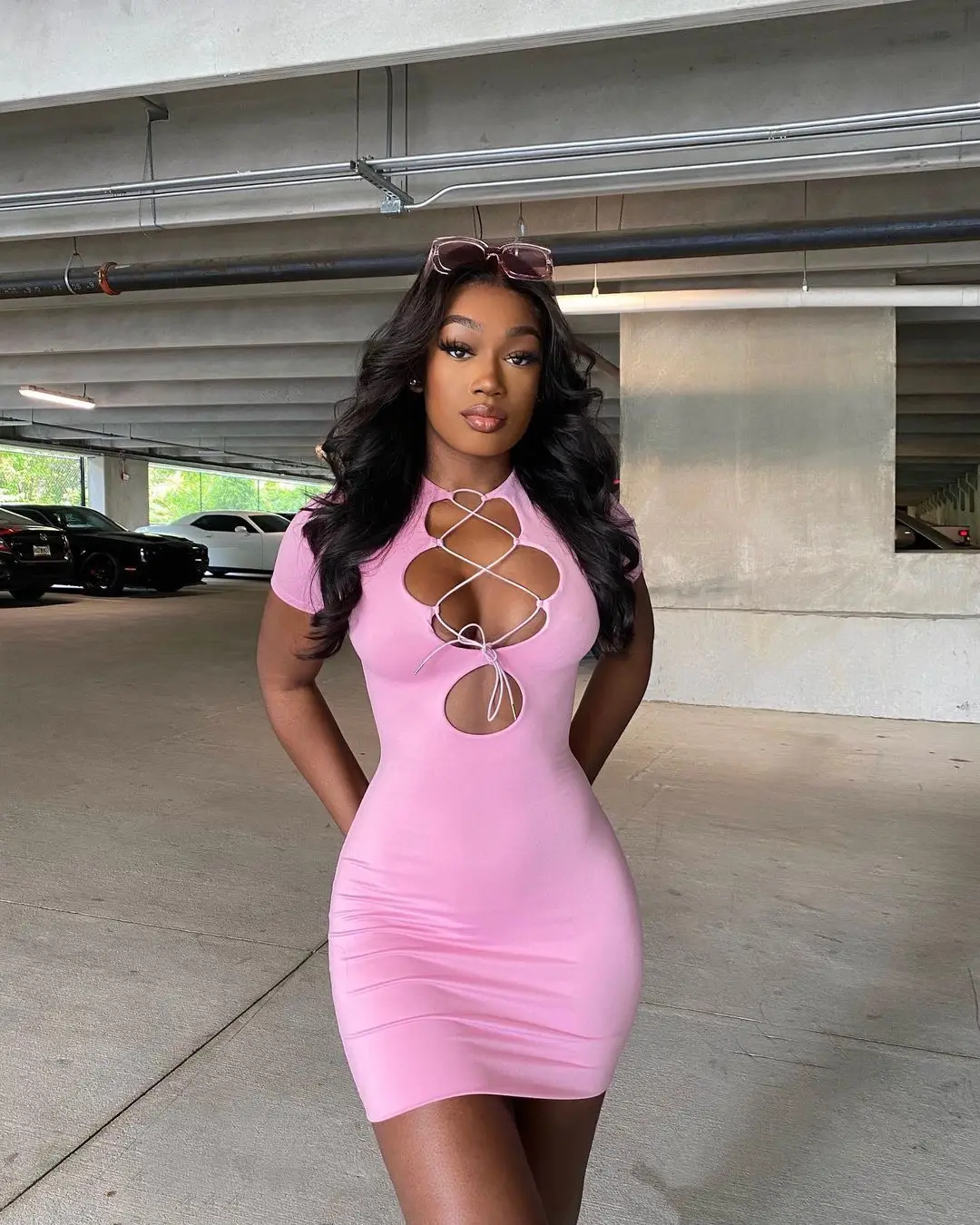 Lace Up Deep V Neck Summer Short Sleeve Bodycon Dresses Women Hot Club Partywear Sexy Fashion Mini Dress, As show
Lace Up Deep V Neck Summer Short Sleeve Bodycon Dresses Women Hot Club Partywear Sexy Fashion Mini Dress, As show