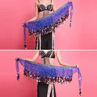 Professional Belly Dance Hip Wrap Scarf Waistband Skirt Sequin Coins Tassel Belt Hip Wrap Waist Chain for woman