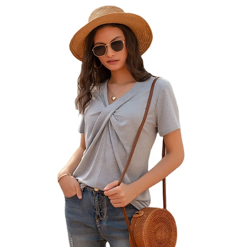 Wholesale Solid Color V Neck Short Sleeve Top T-shirt Tee With Chest Knot, Black,gray,red,khaki,blue
Wholesale Solid Color V Neck Short Sleeve Top T-shirt Tee With Chest Knot, Black,gray,red,khaki,blue