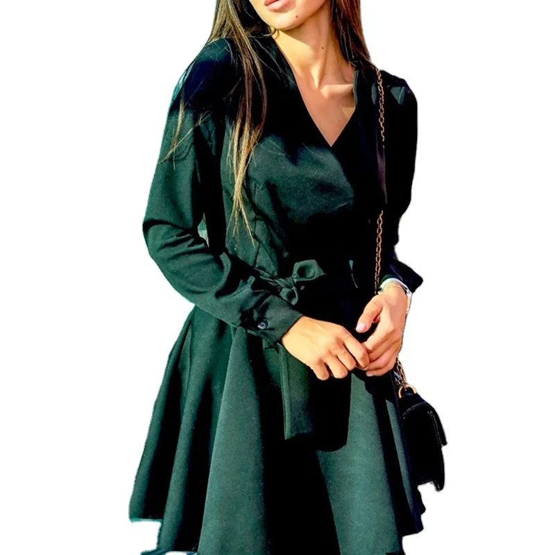 Women Casual Long Sleeve V-Neck Solid Party Dress A-Line Sashes Empire Elegant Robe Mini Dress 2020 New Summer Fashion Dress, Blue,green,pink,red,yellow
Women Casual Long Sleeve V-Neck Solid Party Dress A-Line Sashes Empire Elegant Robe Mini Dress 2020 New Summer Fashion Dress, Blue,green,pink,red,yellow
