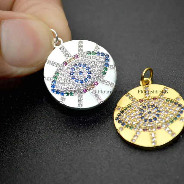 Multi color CZ Zircon Beads Paved Eye shape 20mm Round Shape Metal Charm Pendants Fashion Jewelrys
Multi color CZ Zircon Beads Paved Eye shape 20mm Round Shape Metal Charm Pendants Fashion Jewelrys