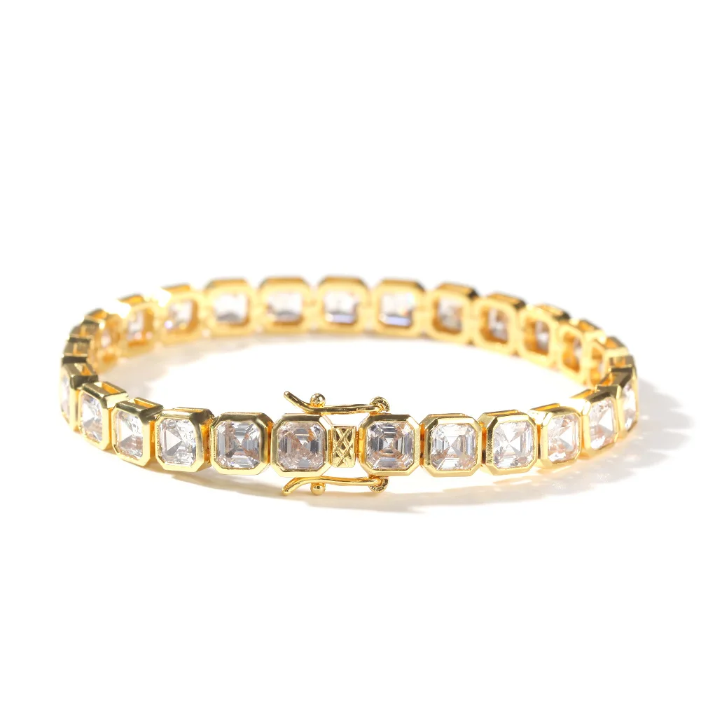 men luxury hand accessories white gold one row iced out square natural stones tennis chain bracelet, Silver/gold
men luxury hand accessories white gold one row iced out square natural stones tennis chain bracelet, Silver/gold