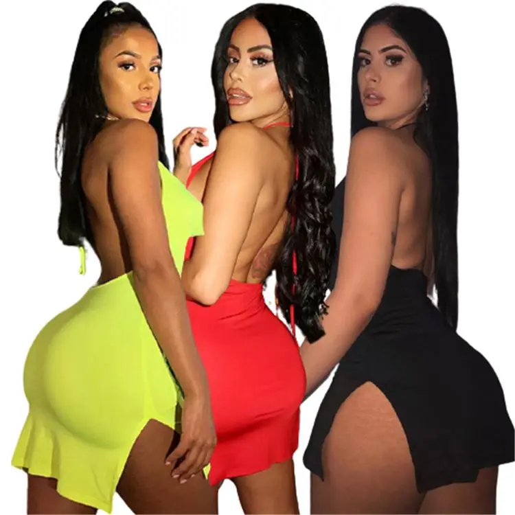 MOEN Good Quality V-Neck Halter Pure Color Casual Dress Summer Backless Women Evening Club Dresses
MOEN Good Quality V-Neck Halter Pure Color Casual Dress Summer Backless Women Evening Club Dresses