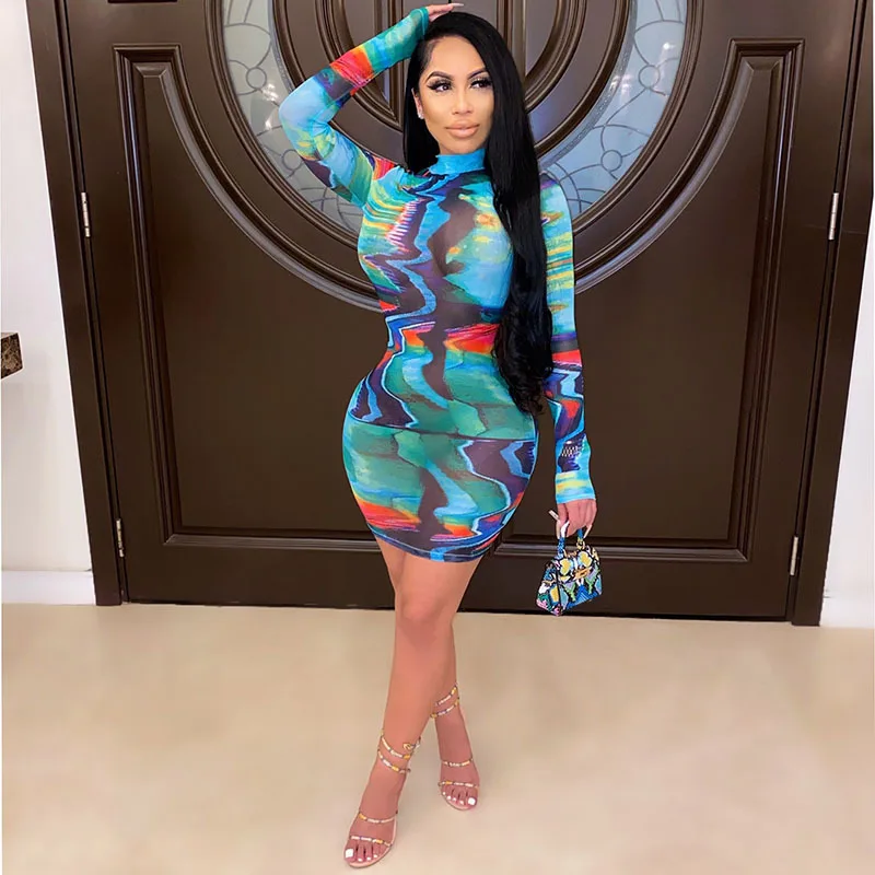 Vintage Long Sleeve Sexy Bodycon Dress Women Tie Dye Print Stand Collar Mini Dress Autumn Skinny Party Club Plus Size Dress
Vintage Long Sleeve Sexy Bodycon Dress Women Tie Dye Print Stand Collar Mini Dress Autumn Skinny Party Club Plus Size Dress