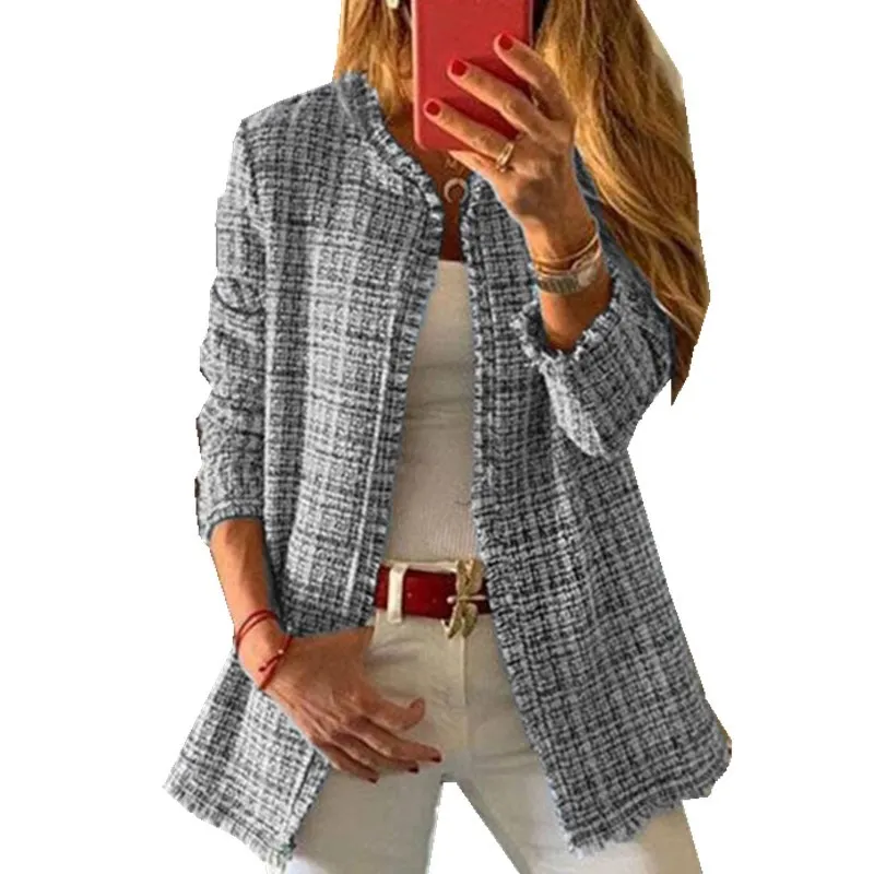 2020 Fall Casual Fashion Women Clothing Long Sleeve Woolen Plaid Sweater Coat Plus Size Jackets Women, Picture
2020 Fall Casual Fashion Women Clothing Long Sleeve Woolen Plaid Sweater Coat Plus Size Jackets Women, Picture