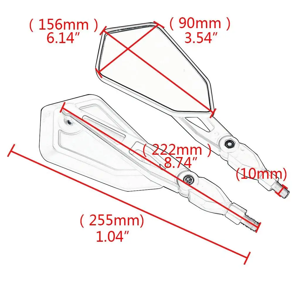 Motorcycle Rear View Mirrors Universal Side Rearview Mirror 10mm Fits for Triumph Bonneville Speed Triple Street Triple Tiger