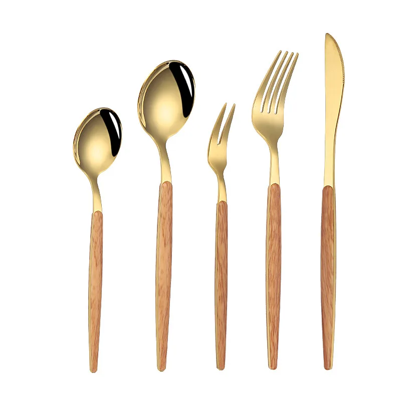 430Stainless steel clip handle Portuguese tableware steak knife and fork Korean style wooden handle Western tableware, Sliver gold
430Stainless steel clip handle Portuguese tableware steak knife and fork Korean style wooden handle Western tableware, Sliver gold