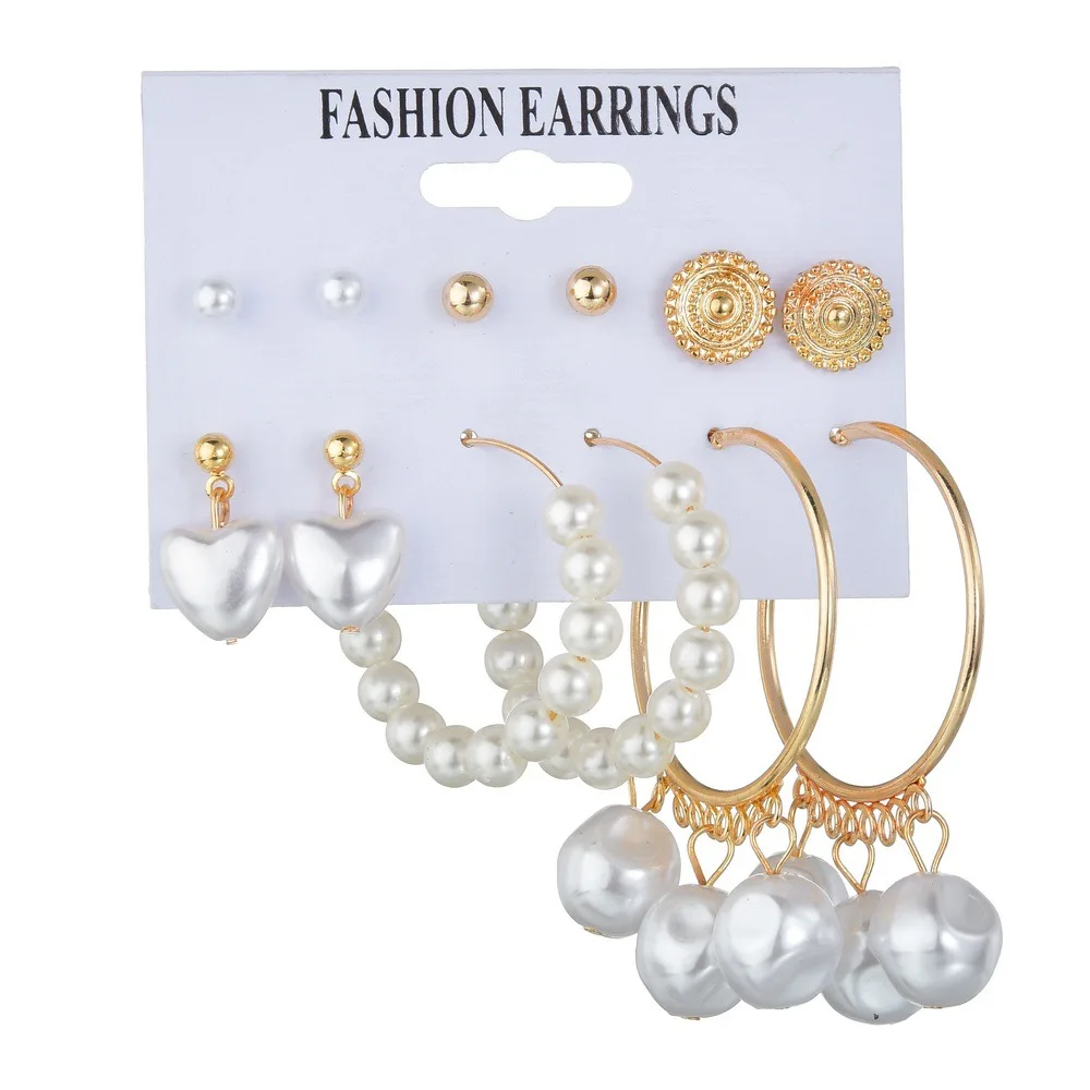 ZHIYI 6 Pair/Set Gold Plated Ball Stud Earrings Women Girls Heart Pearl Hoop Earring Set Jewelry For Ladies, Color plated as shown
ZHIYI 6 Pair/Set Gold Plated Ball Stud Earrings Women Girls Heart Pearl Hoop Earring Set Jewelry For Ladies, Color plated as shown
