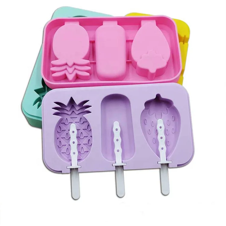 Household Use DIY 3 Cavity Food Grade Silicone Ice Cream Mould Set With Lids, Pink,purple,yellow,green
Household Use DIY 3 Cavity Food Grade Silicone Ice Cream Mould Set With Lids, Pink,purple,yellow,green