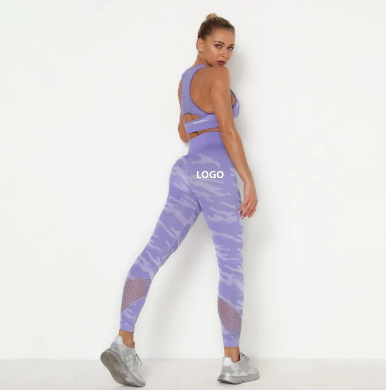 New Arrival Seamless Knitted Camo High Elastic Slim Fit Sports Two Pieces Yoga Set For Women, As picture 
New Arrival Seamless Knitted Camo High Elastic Slim Fit Sports Two Pieces Yoga Set For Women, As picture