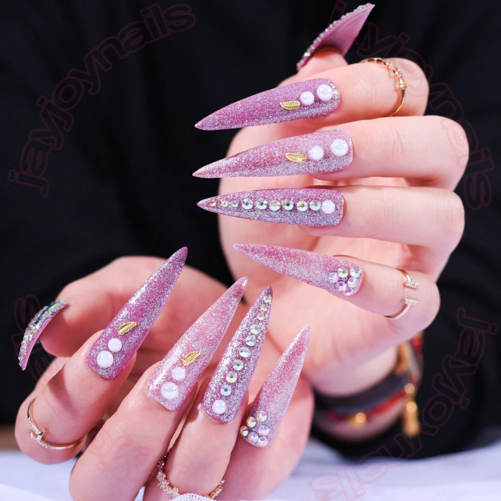 OMG Pearl Shiny pinky Glittery Extra Long Stiletto Faux Ongles Press on Nails With Sticker
OMG Pearl Shiny pinky Glittery Extra Long Stiletto Faux Ongles Press on Nails With Sticker