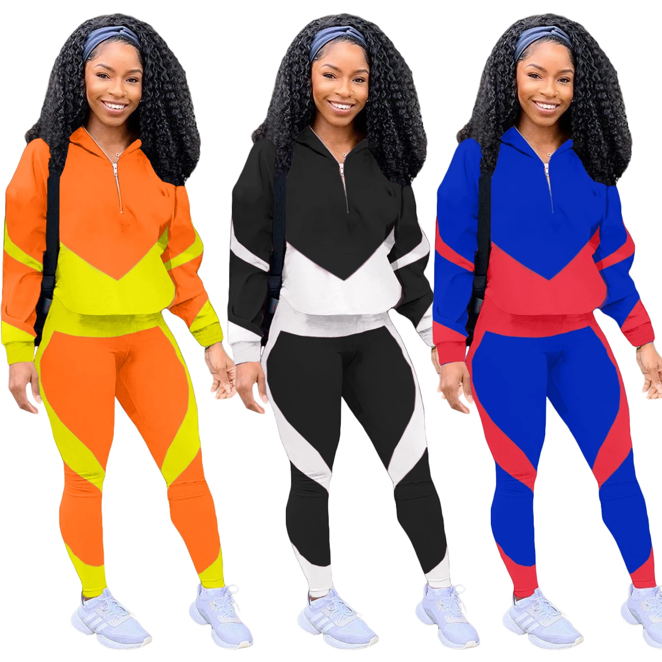 Foma Clothing ZH5280 New style contrast color sportswear with zipper women two piece pants set long sleeve, As picture
Foma Clothing ZH5280 New style contrast color sportswear with zipper women two piece pants set long sleeve, As picture