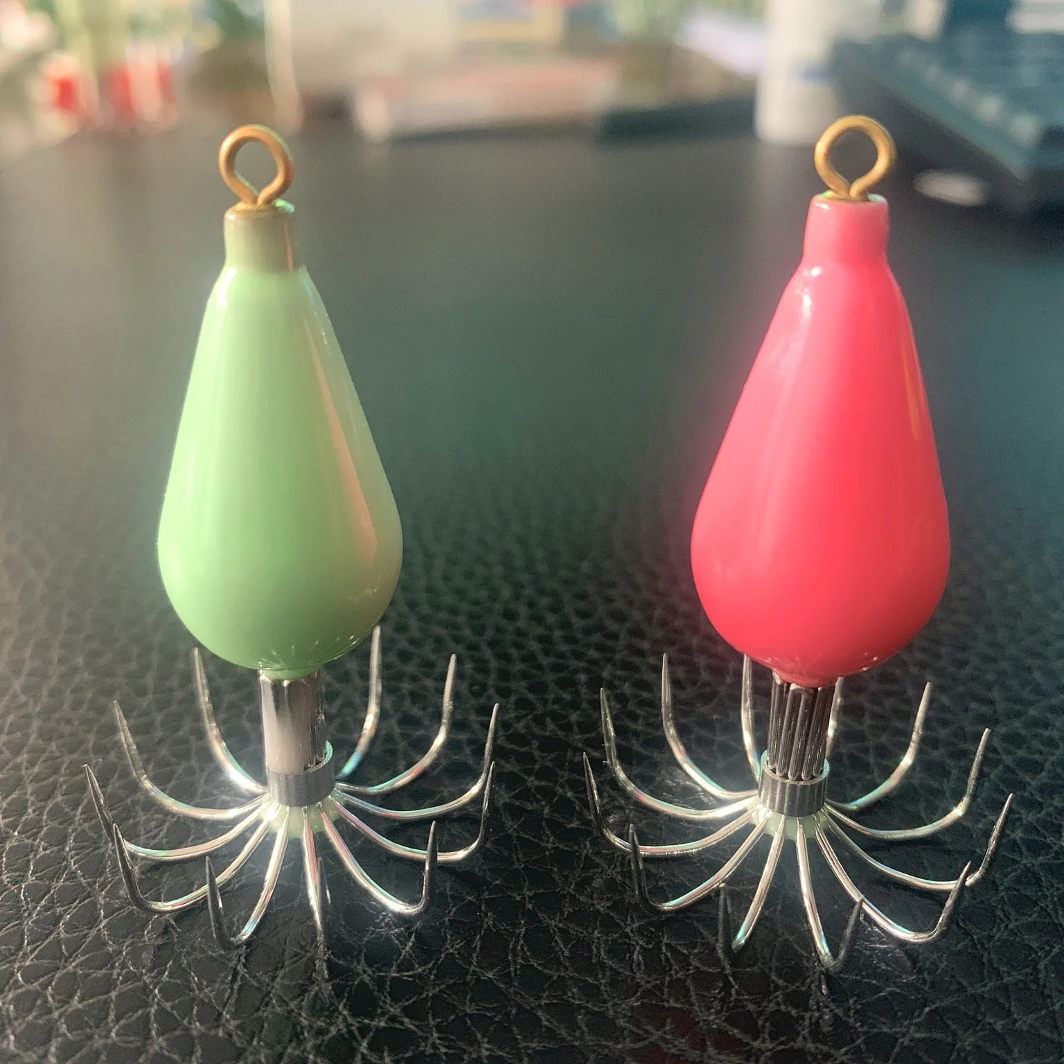 Squid jigs OEM Manufacture directly sale shrimp squid jig octopus hooks, Green luminous and pink
Squid jigs OEM Manufacture directly sale shrimp squid jig octopus hooks, Green luminous and pink