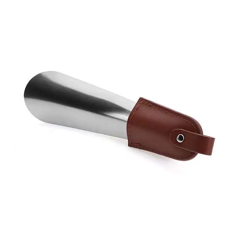 Durable custom modern short metal stainless steel shoe spoon with leather cover shoe horn
Durable custom modern short metal stainless steel shoe spoon with leather cover shoe horn