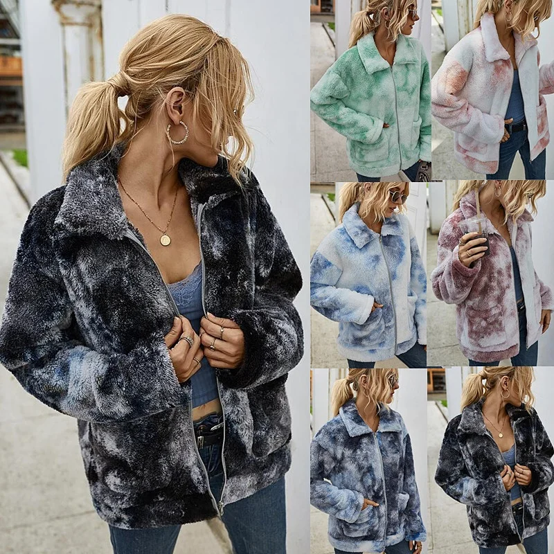 2020 Winter Women's Long Sleeve Tie Dye Cardigan Coat Zipper Lapel Thick Plush Jacket For Women, As pictures show
2020 Winter Women's Long Sleeve Tie Dye Cardigan Coat Zipper Lapel Thick Plush Jacket For Women, As pictures show