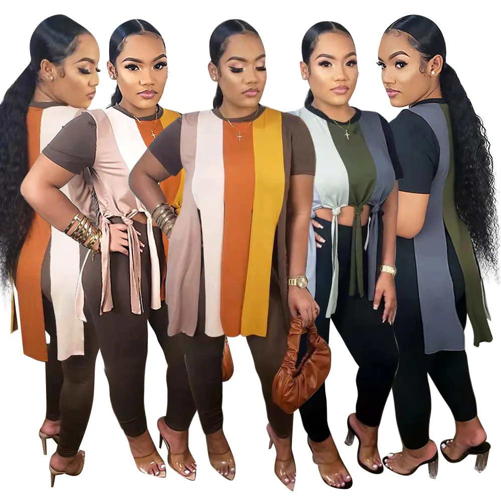 spring 2022 women s clothing striped stitching fringed short sleeved top plus size women's sets, Picture
spring 2022 women s clothing striped stitching fringed short sleeved top plus size women's sets, Picture