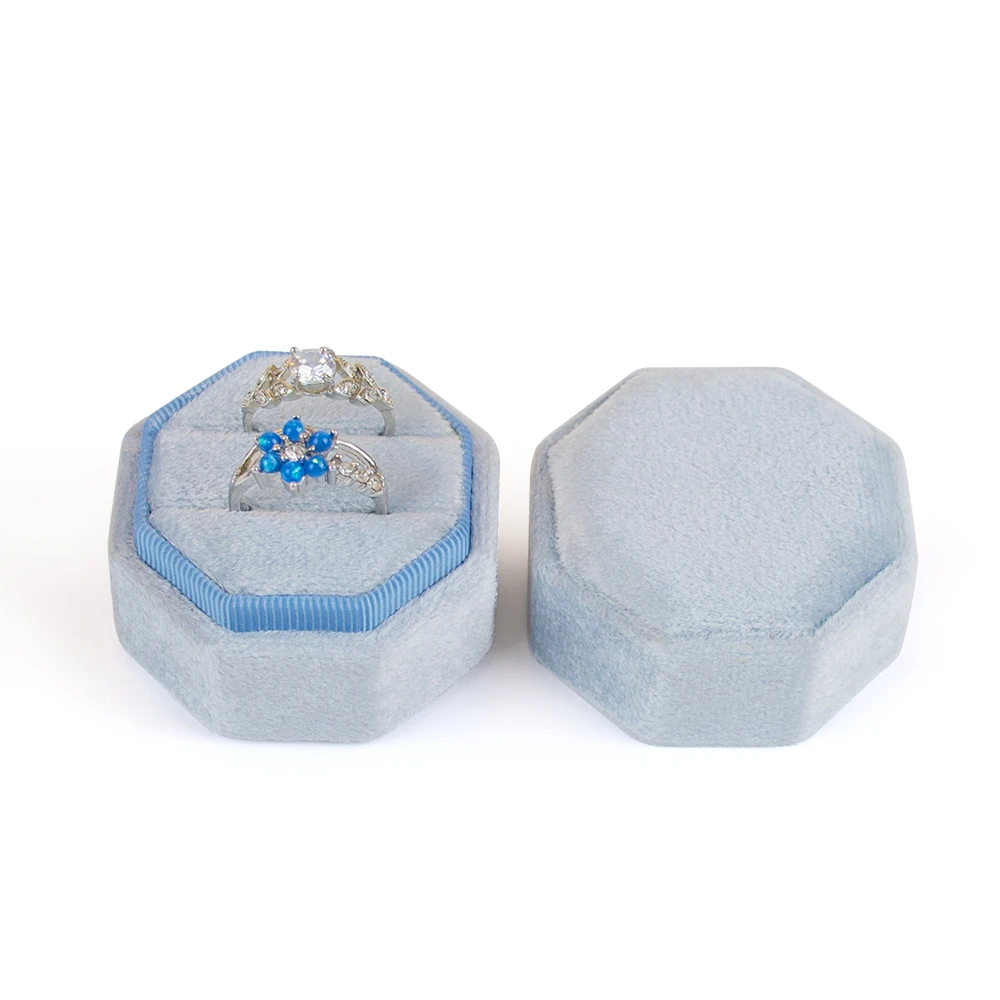 Custom Logo Octagon Velvet Suede Double Rings Boxes Blue Ring Box For Ring Packing, Customized
Custom Logo Octagon Velvet Suede Double Rings Boxes Blue Ring Box For Ring Packing, Customized
