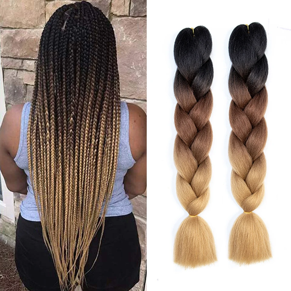

Hot Selling 24 Inch 100g Two Tone Ombre Jumbo Braids Synthetic Braiding Hair Extension, Pic showed