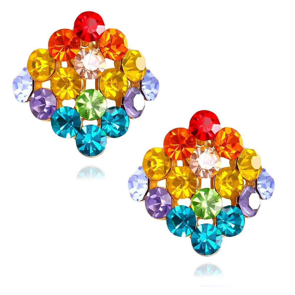 Newest Designer Style Clip On Earrings Rainbow Color Stones Hot selling Square Shape Fashionable Clip Korean Earrings, Multi
Newest Designer Style Clip On Earrings Rainbow Color Stones Hot selling Square Shape Fashionable Clip Korean Earrings, Multi