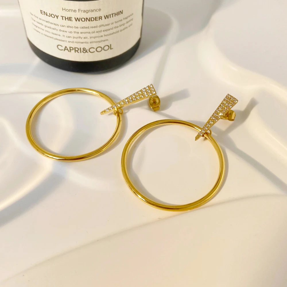 

18K Gold Plated Statement Earrings fashion jewelry 2024 Micro Pave Zircon Stud Earring Tarnish Free Hoop Earring