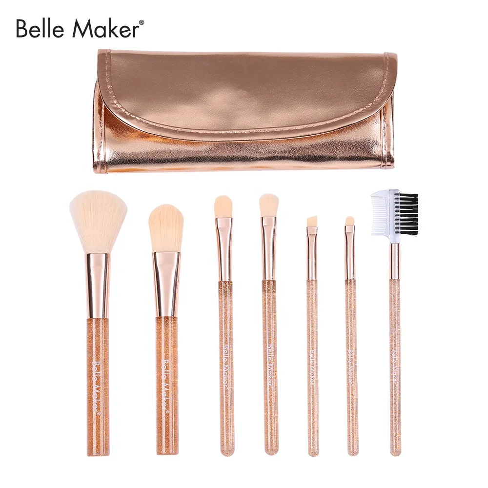 Hot sales Gold Glitter Makeup brush 7pc travel kit Ultra Soft Synthetic fibers with metallic fabric travel bag makeup brush kit
Hot sales Gold Glitter Makeup brush 7pc travel kit Ultra Soft Synthetic fibers with metallic fabric travel bag makeup brush kit