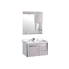 Grey color with wood grain pattern bathroom cabinet