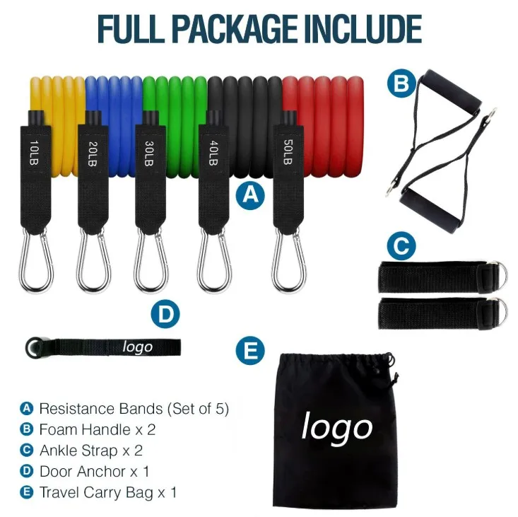 Fitness exercise tube 11 pcs set latex resistance bands training yoga tubes gym equipment set, Yellow, blue, green, black, red
Fitness exercise tube 11 pcs set latex resistance bands training yoga tubes gym equipment set, Yellow, blue, green, black, red