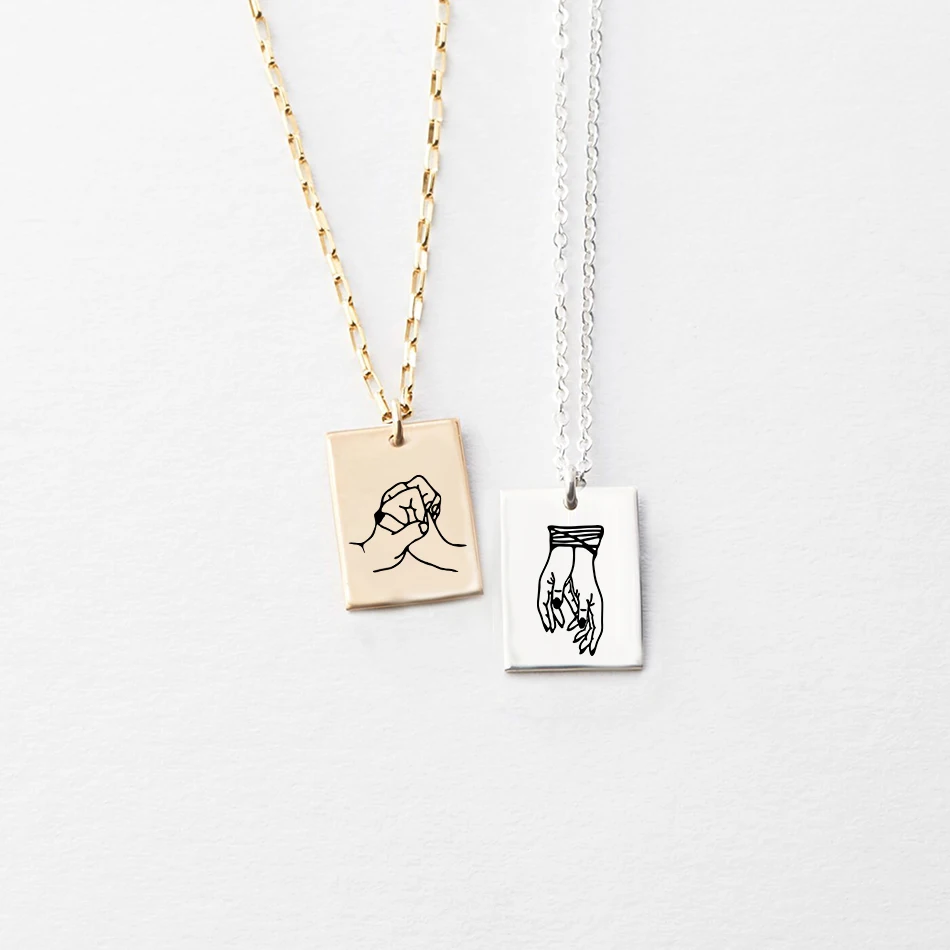 Personalized custom gesture pattern necklace stainless steel gold rectangular pendant jewelry
Personalized custom gesture pattern necklace stainless steel gold rectangular pendant jewelry