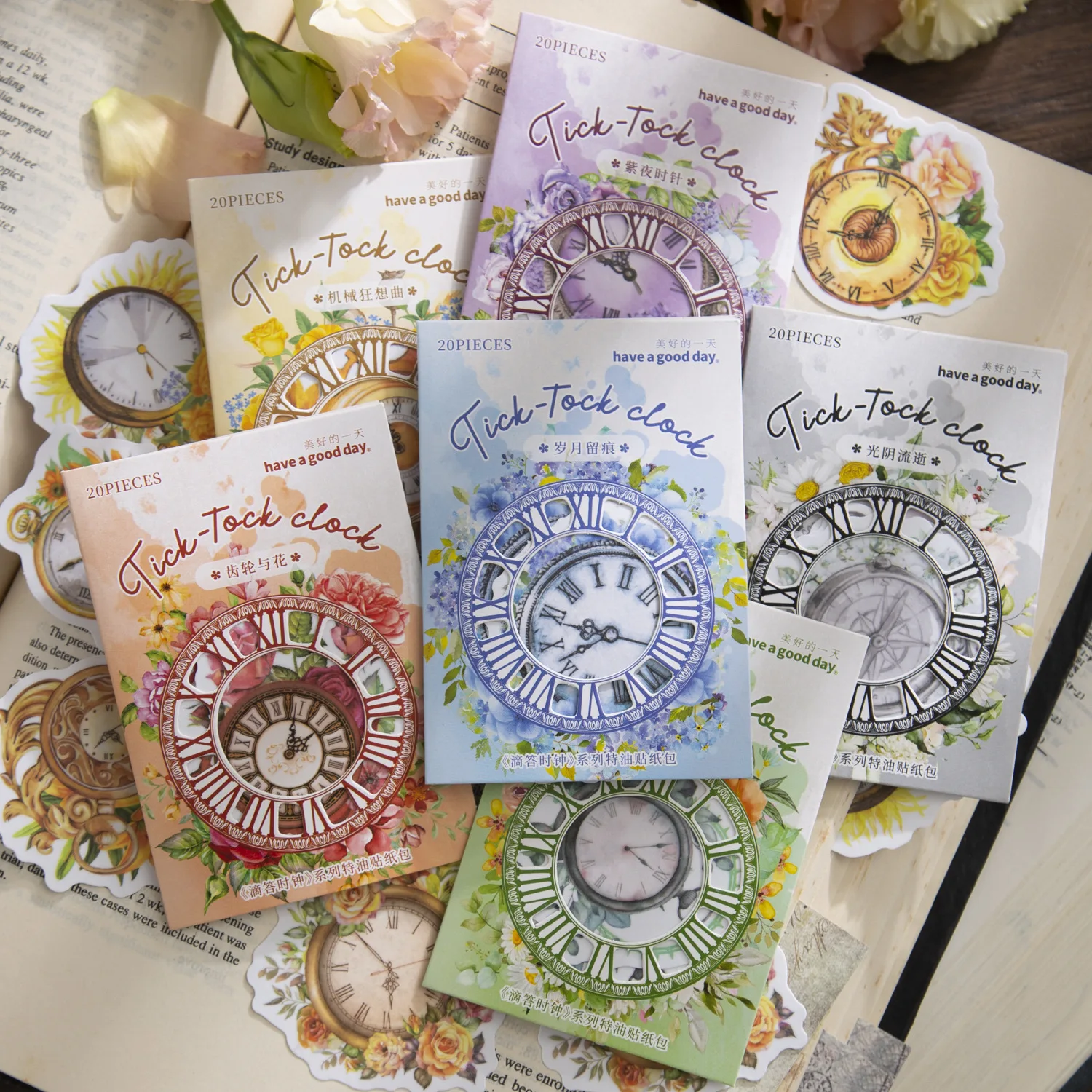 20 Pieces/Pack Paper Sticker Package Tick Clock Series Garland Clock Journal Decorative Source Material 6 Models
20 Pieces/Pack Paper Sticker Package Tick Clock Series Garland Clock Journal Decorative Source Material 6 Models