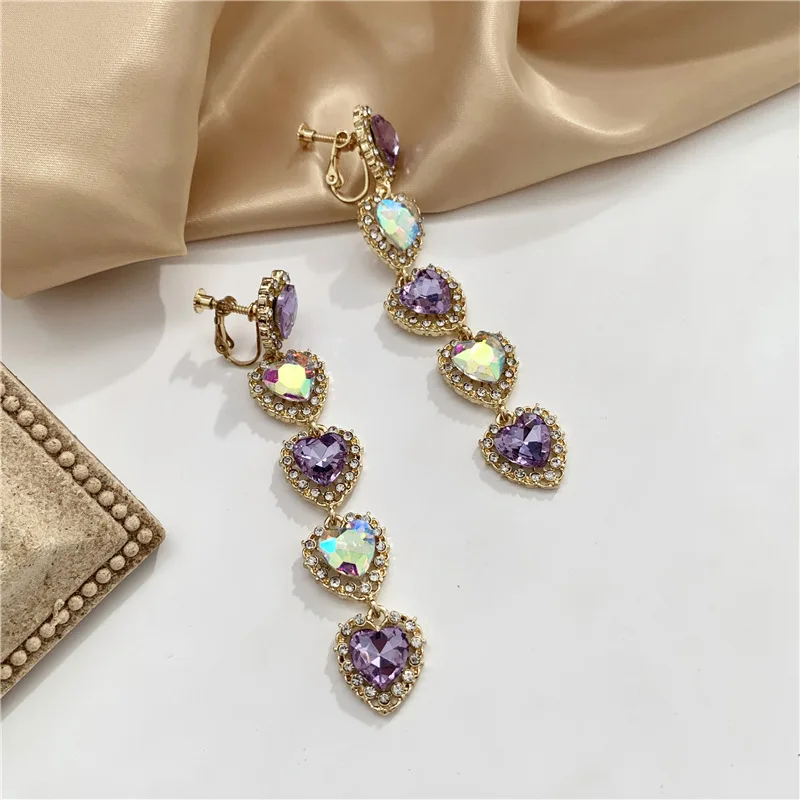 Korean Trendy Fashion Jewelry Long Crystal Rhinestone Heart Linear Drop Earrings Multi Love Heart Long Dangle Earrings, Gold&silver
Korean Trendy Fashion Jewelry Long Crystal Rhinestone Heart Linear Drop Earrings Multi Love Heart Long Dangle Earrings, Gold&silver